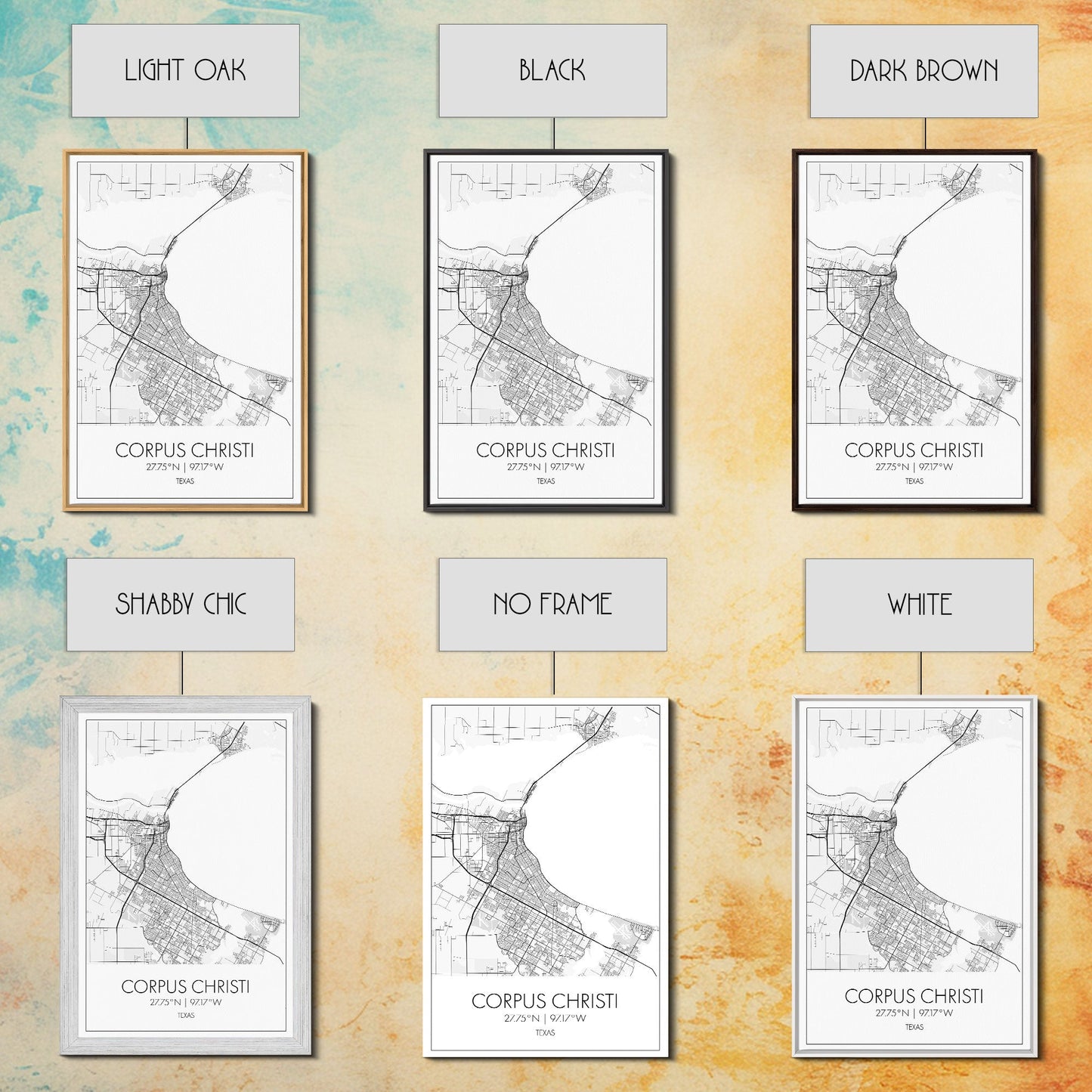 Corpus Christi Street Map, Texas Map, City Map Art, Minimalist Art, Wall Art, Canvas Print, Travel Wall Décor, Gift For Dad, Office Décor