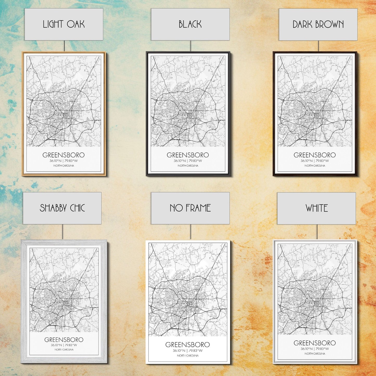 Greensboro Street Map, North Carolina Map, City Map Art, Minimalist Art, Wall Art, Canvas Print, Travel Wall Art, Gift For Travelers