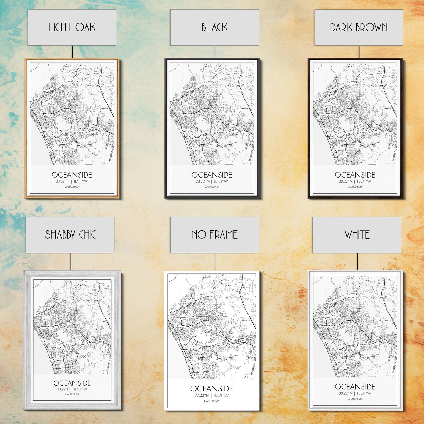 Oceanside Street Map, California Map, City Map Art, Modern Art, Wall Art, Canvas Print, Bedroom Wall Décor, Wedding Gift, Travel Wall Art