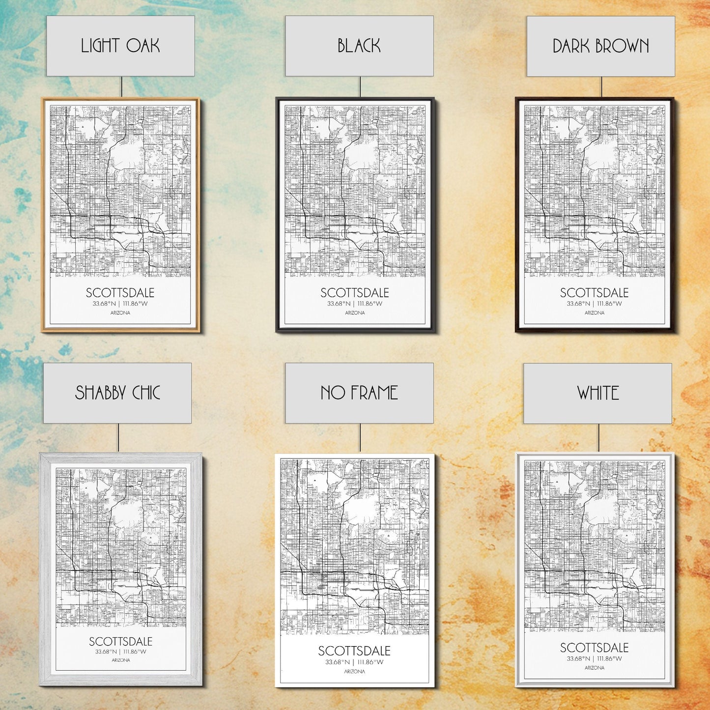 Scottsdale Street Map, Arizona Map, City Map Print, Minimalist Art, Wall Art, Canvas Print, Home Office Art, Gift For Her, Travel Wall Print