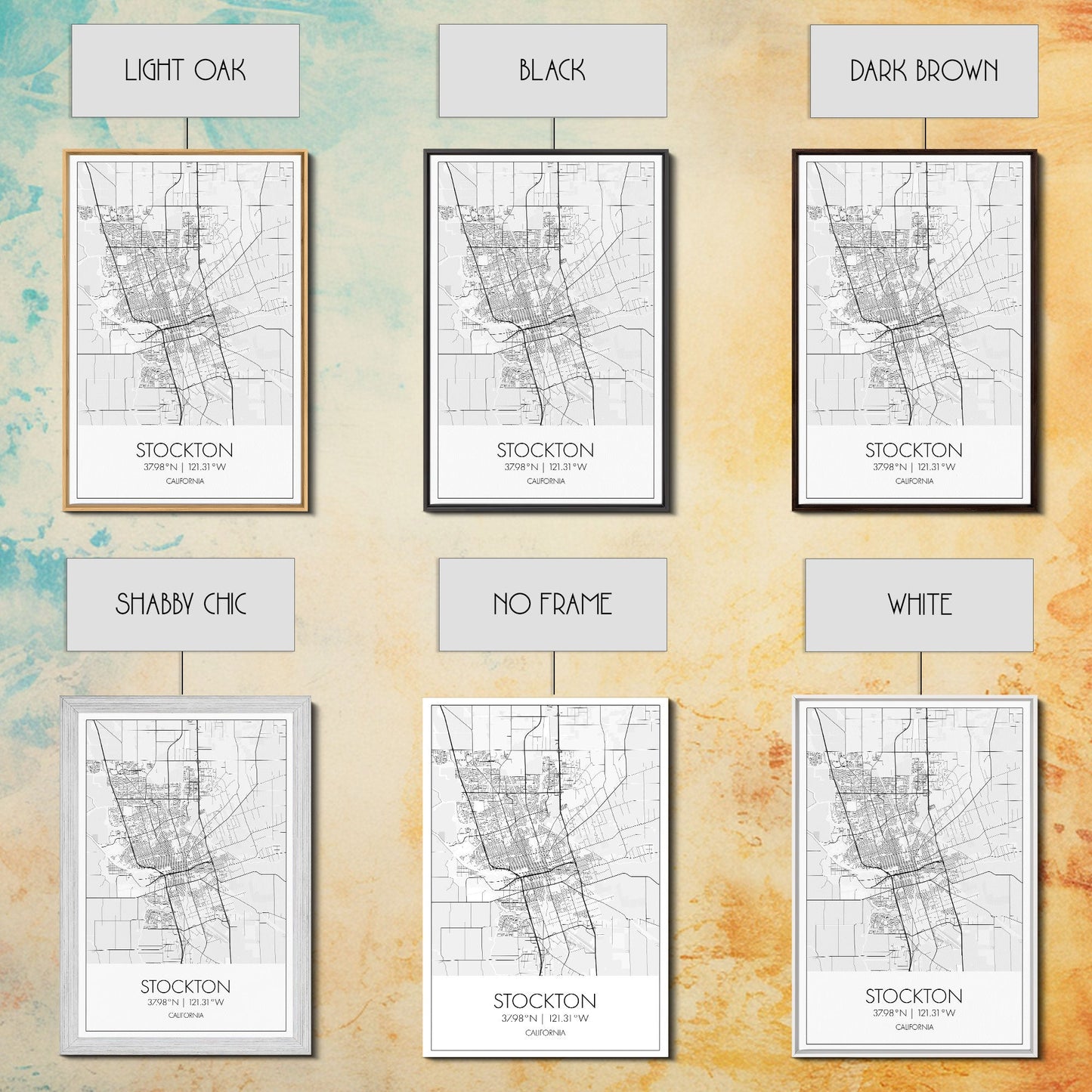Stockton Street Map, California Map, City Map Print, Modern Wall Art, Wall Art, Canvas Print, Girls Room Décor, Gifts For Dad