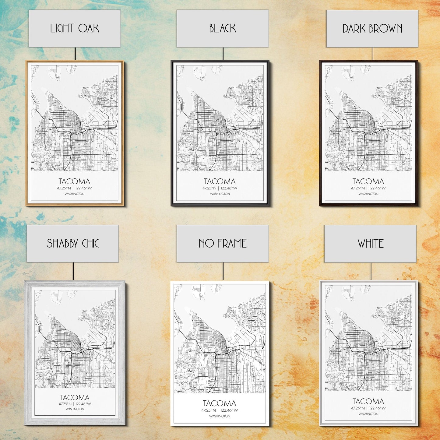 Tacoma Street Map, Washington Map, City Map Print, Modern Wall Art, Wall Art, Canvas Print, Wall Hanging, Housewarming Gift, Travel Art