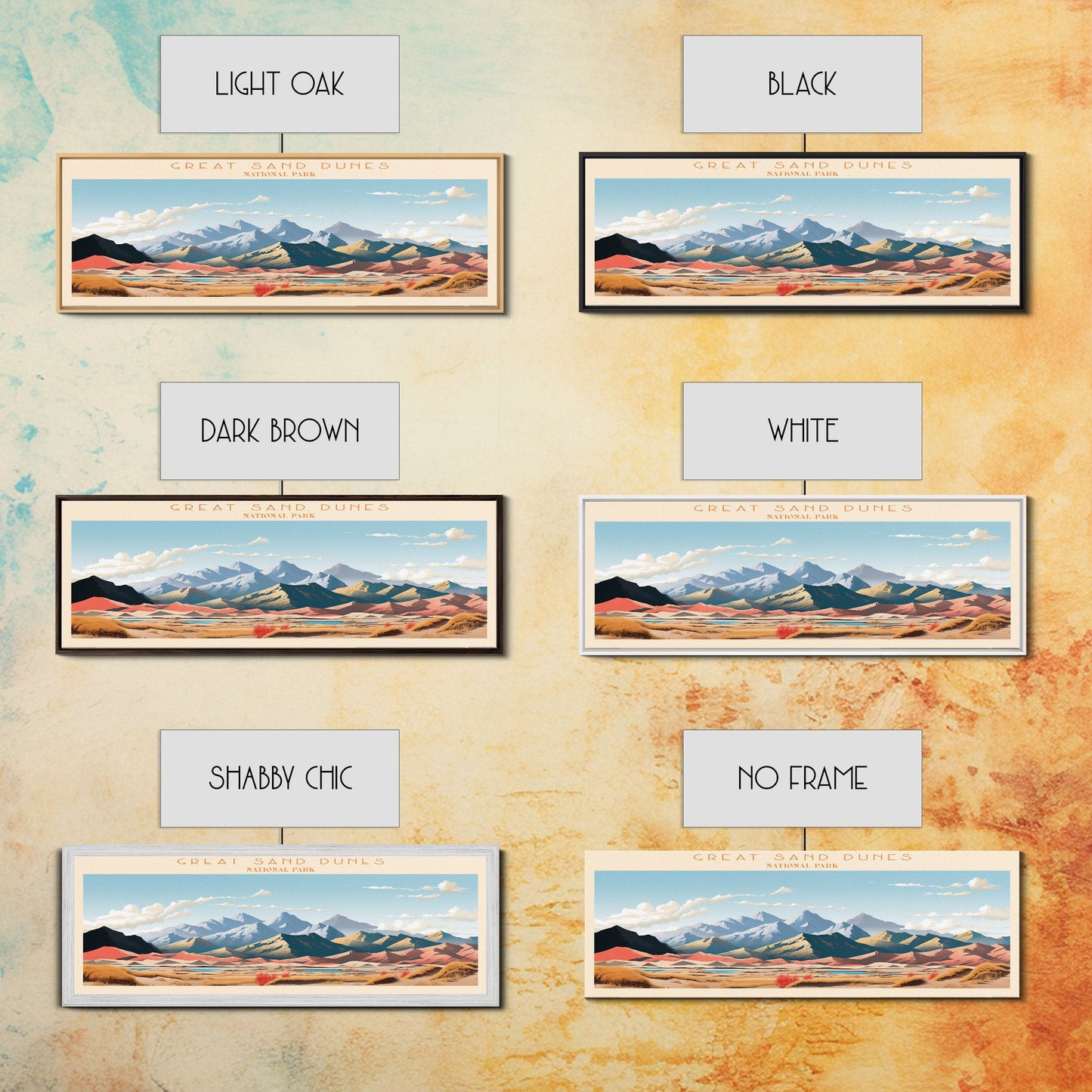 Great Sand Dunes National Park, Panoramic Colorado Travel Art, National Park Print, Minimalist Travel Art, Midcentury Modern Style Landscape