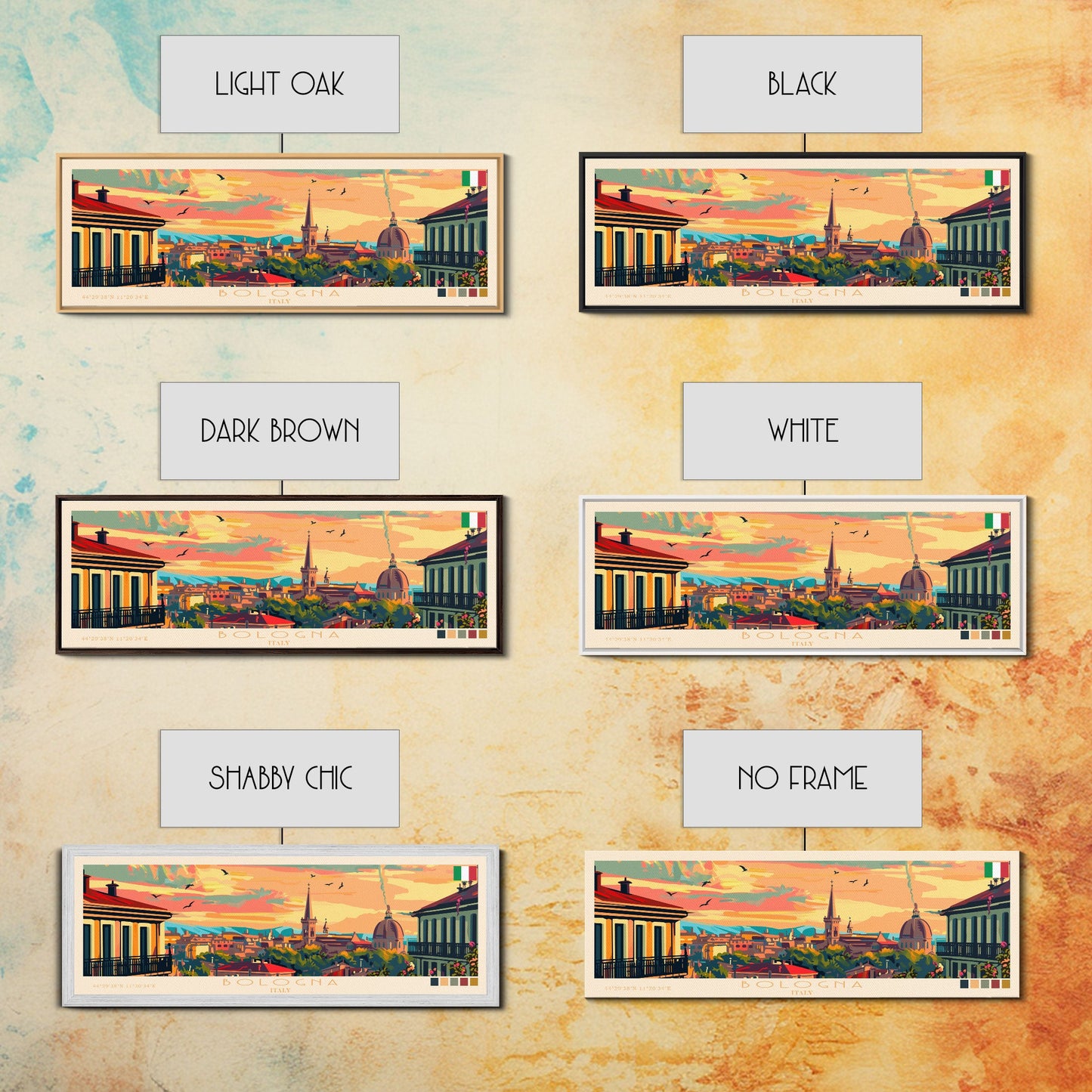 Bologna Italy Wall Art, Panoramic Travel Poster, Panoramic Framed Canvas Print, City Wall Art, Wall Hanging Home Decor, Travel Art