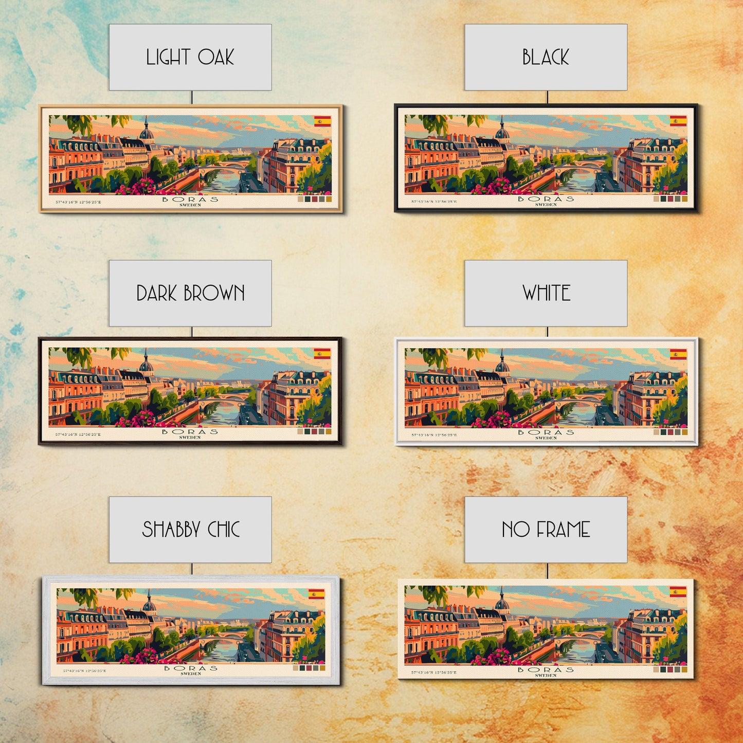 Borås Sweden Travel Art, City Art, Framed Canvas Print or Metal Wall Art, Europe Travel Poster, Panoramic Wall Art, Extra Wide Wall Art