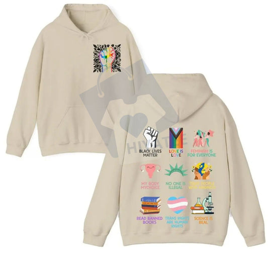 Human Rights "Love Is Love" 2-Sided Hoodie – Pride Month Unisex Pullover, Equality Slogan Gift for Him & Her