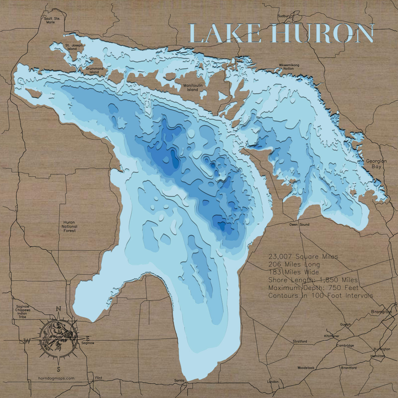 Lake Huron Lake in Unknown County, GL, MI, Ontario
