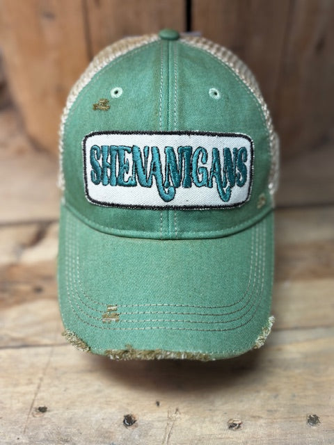 Shenanigans Distressed Mesh Snapback Baseball Cap by Headmost Brand