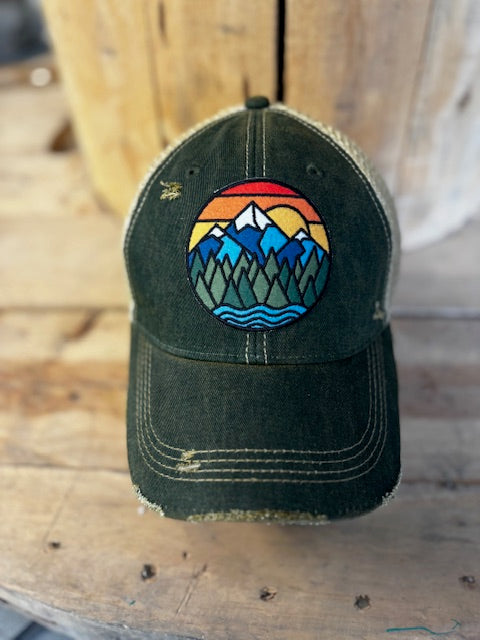 Mountains Patch Mesh Snapback Baseball Cap