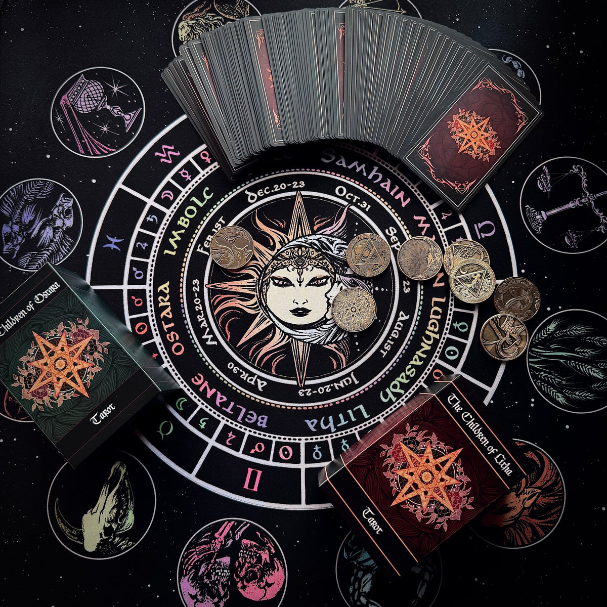Divination Mat - Radiant Astrology & Decan Wheel (Medium: 22”x22”)