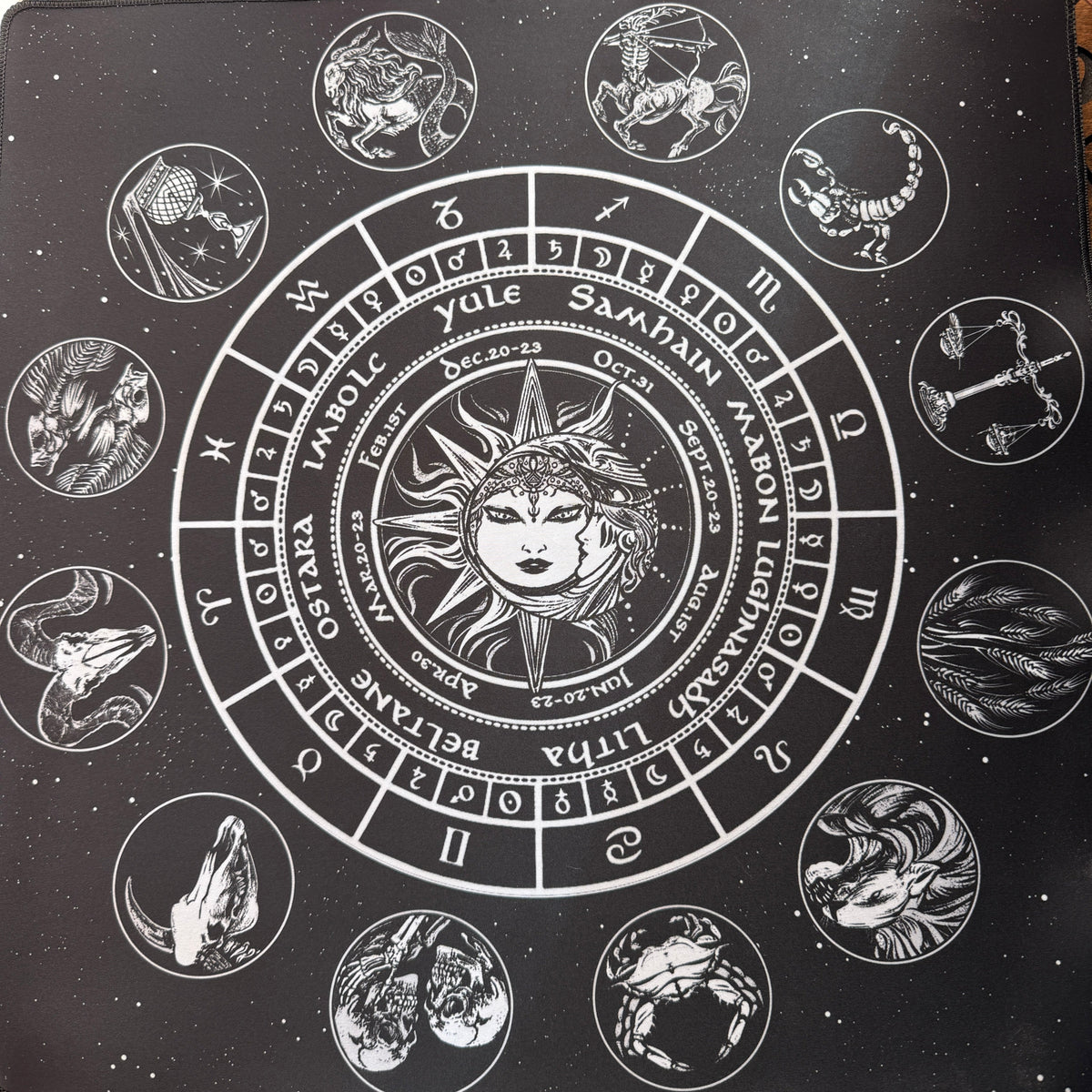 Divination Mat - Radiant Astrology & Decan Wheel (Medium: 22”x22”)