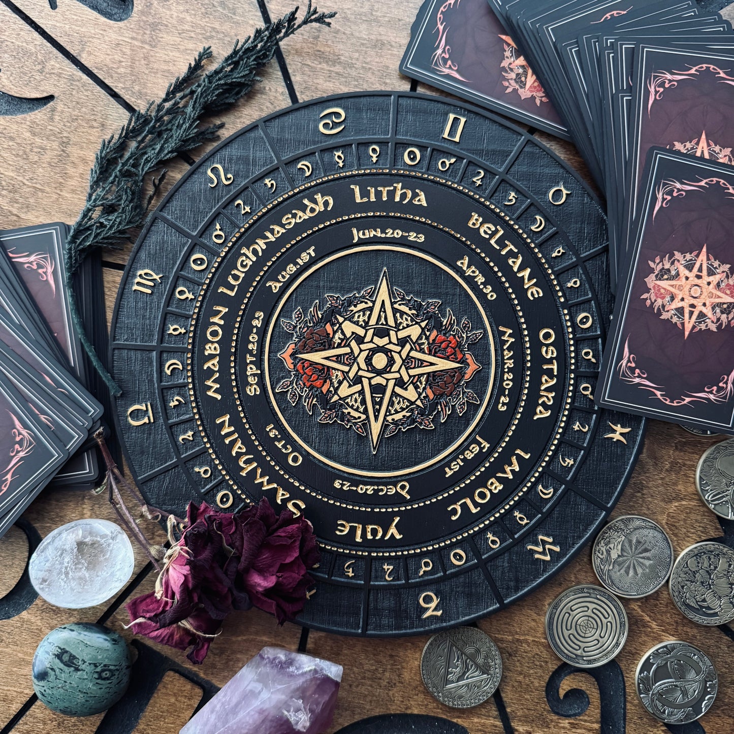 Wooden Decan Wheel of The Year
