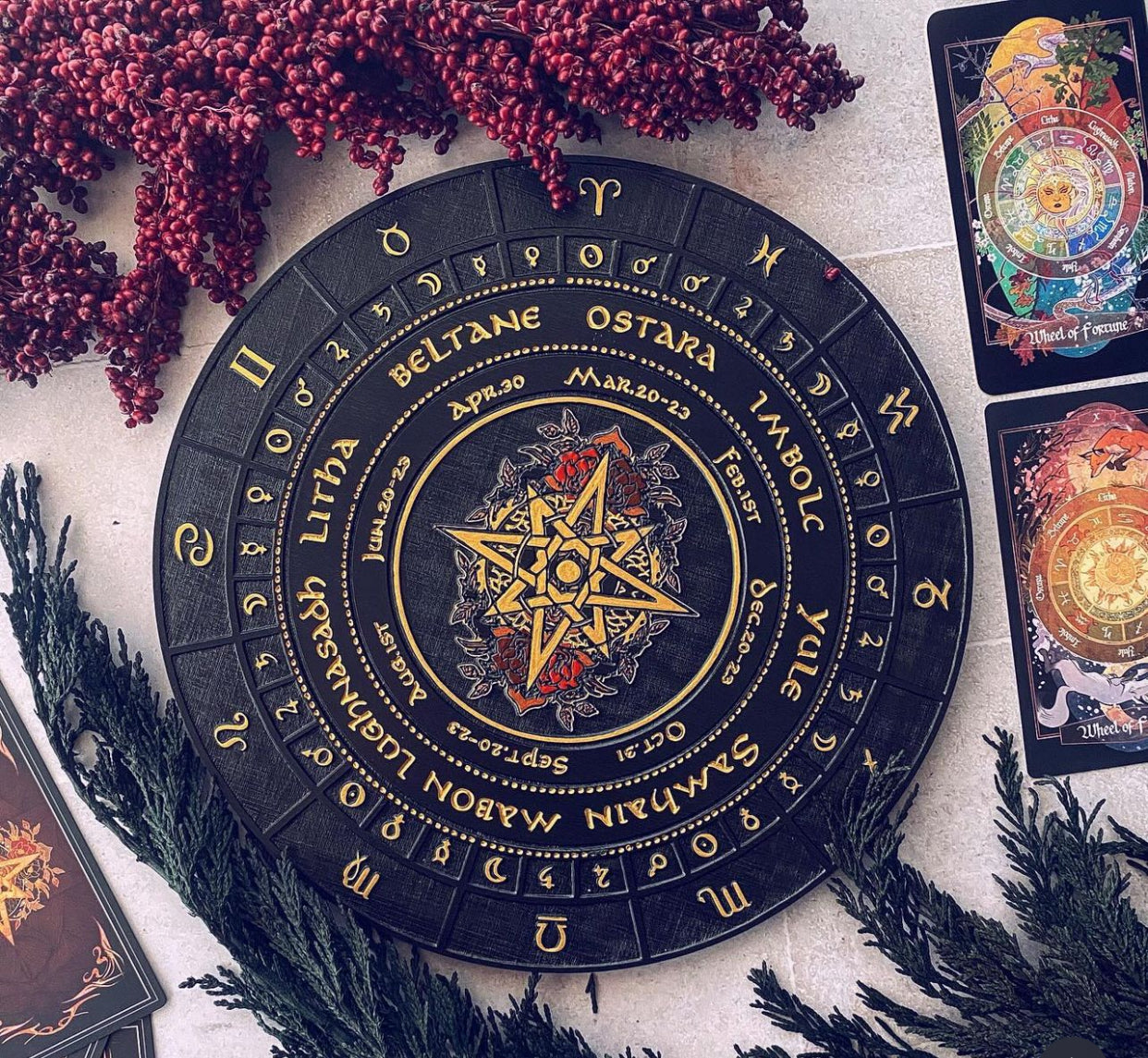 Wooden Decan Wheel of The Year