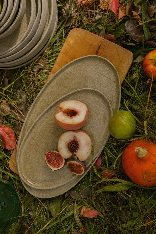 Handmade Stoneware Serving Platter "Concrete"