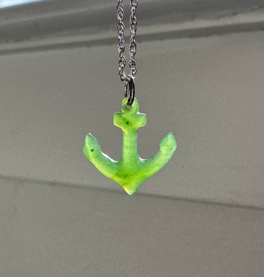 Jade Anchor Charm, 15mm