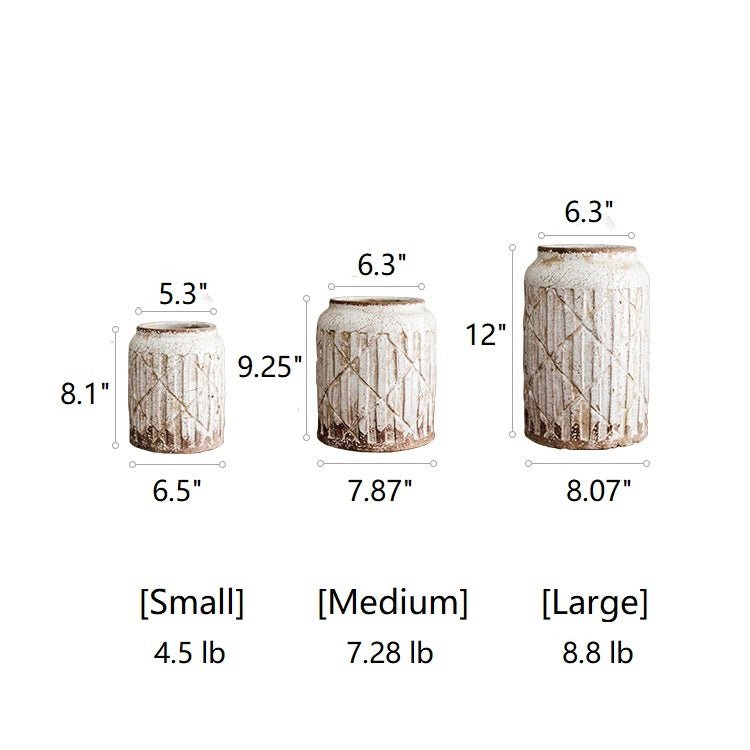 Distressed White Ceramic Flower Jar Vase