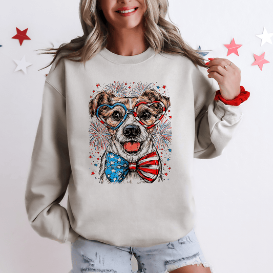 Jack Russell Terrier Patriotic USA Flag Design For Dog Lovers 4th Of July Sweatshirt