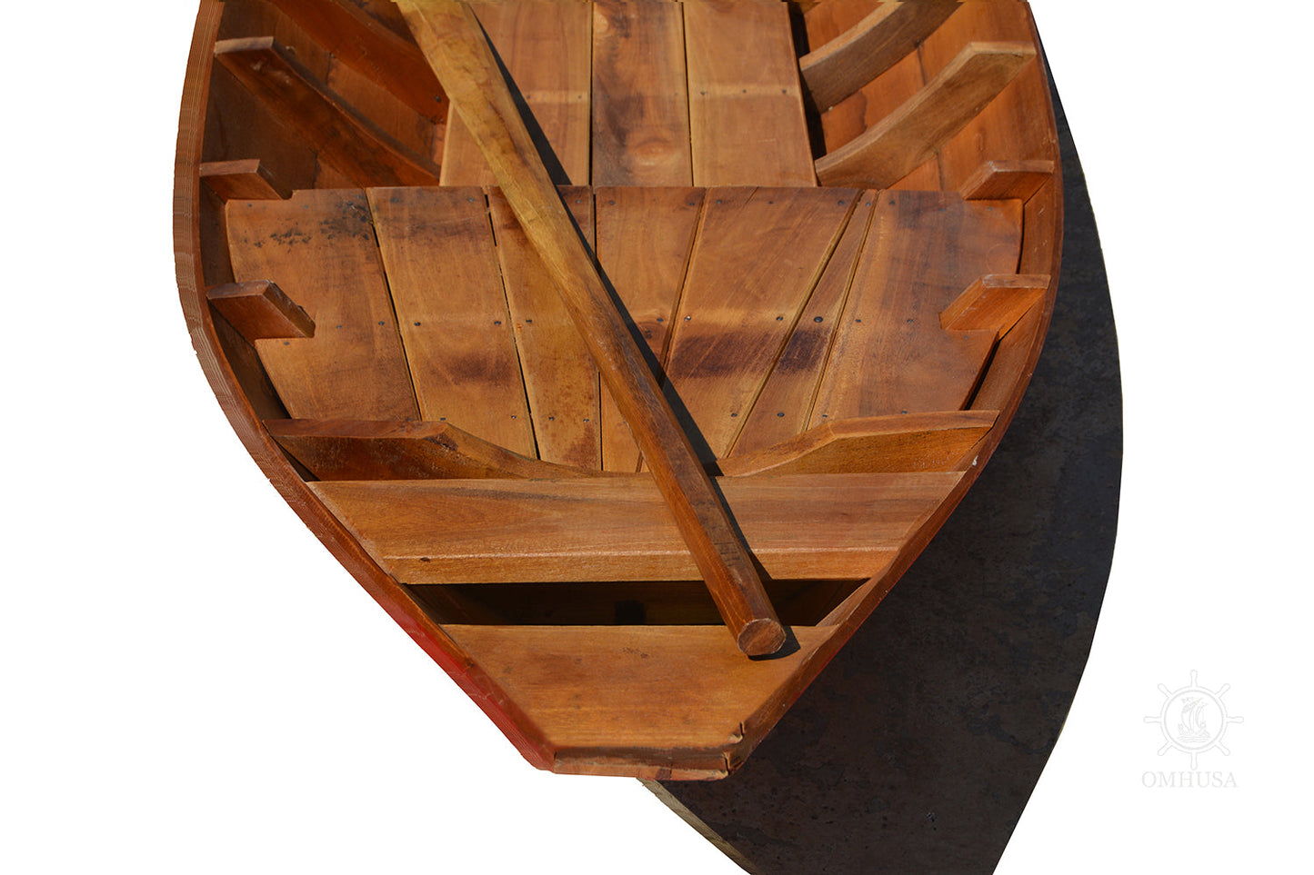 Small South East Asia Sampan Boat Red Bottom Thuyen Ba La Tam Ban