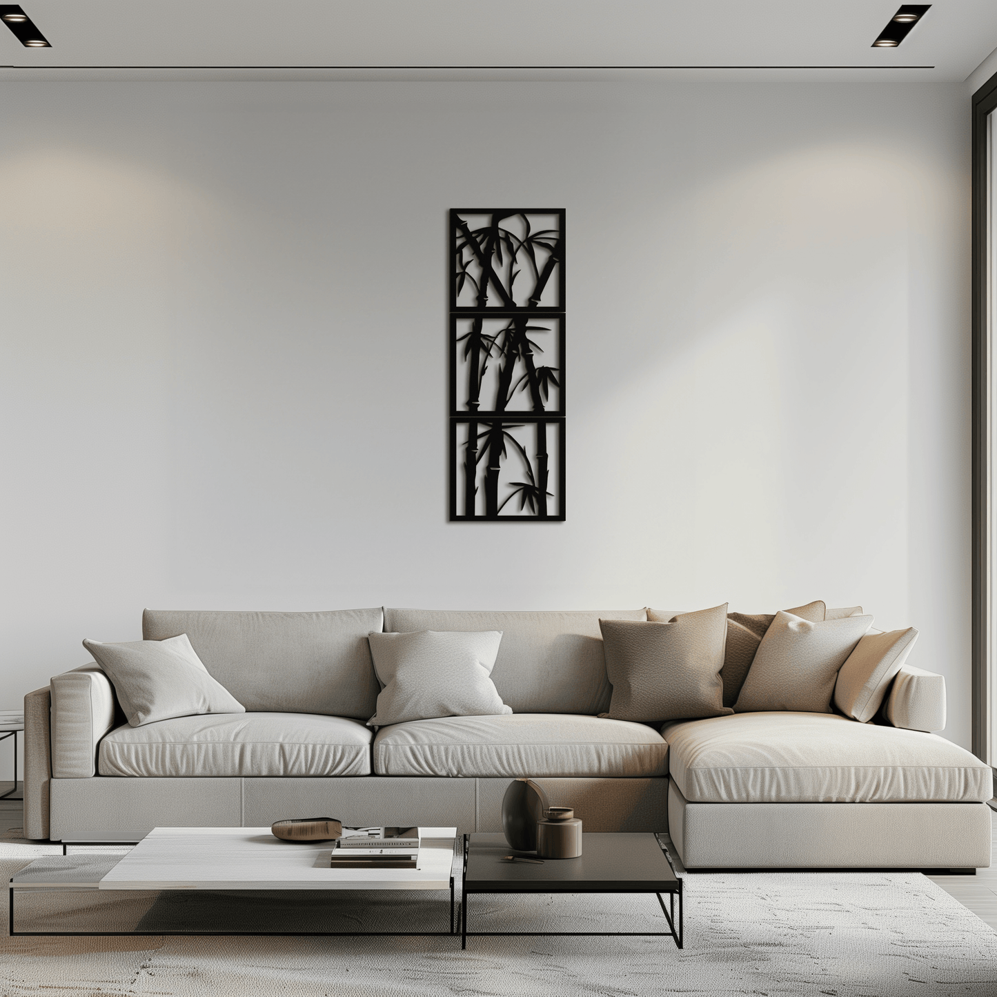 Bamboo Panel Metal Wall Art - Steel Wall Decor for Home and Office - KAF011