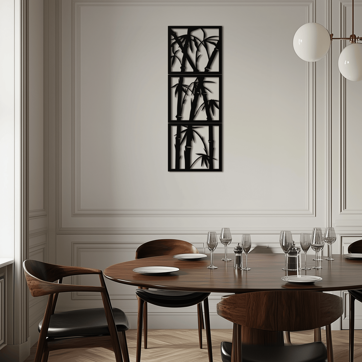 Bamboo Panel Metal Wall Art - Steel Wall Decor for Home and Office - KAF011