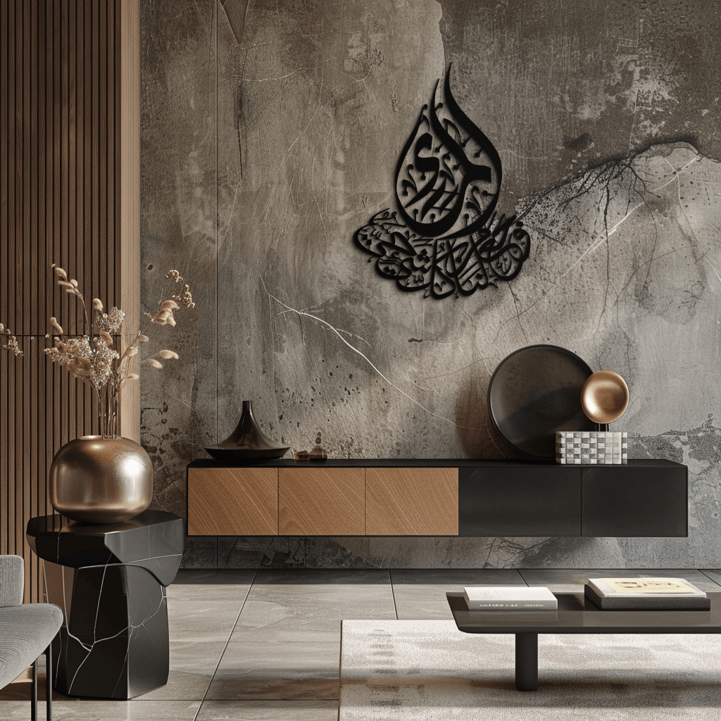 Islamic Calligraphy Metal Wall Art - Elegant Arabic Script Decor - KAF062