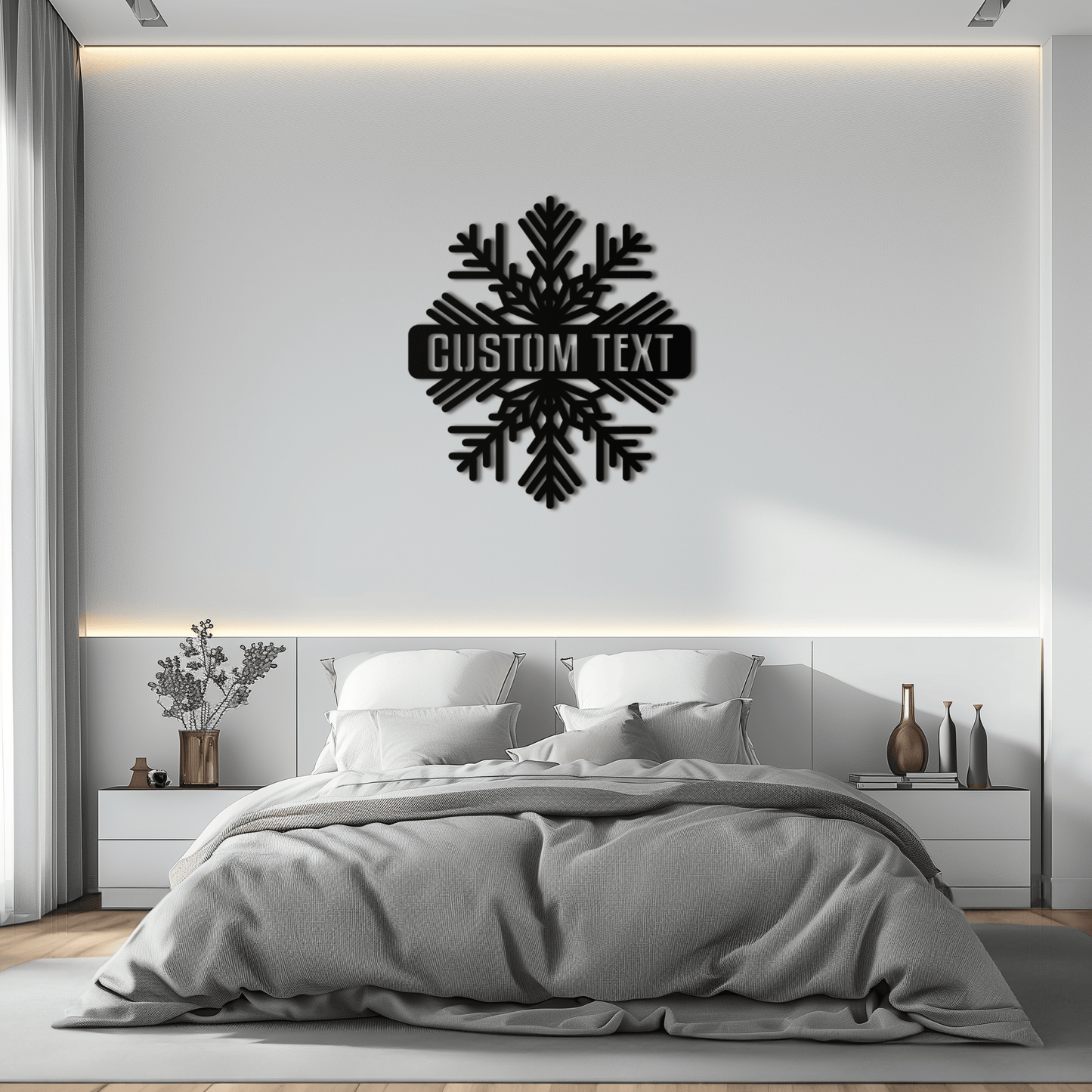 Custom Snowflake Metal Wall Art - Personalized Winter Decor- KAF297