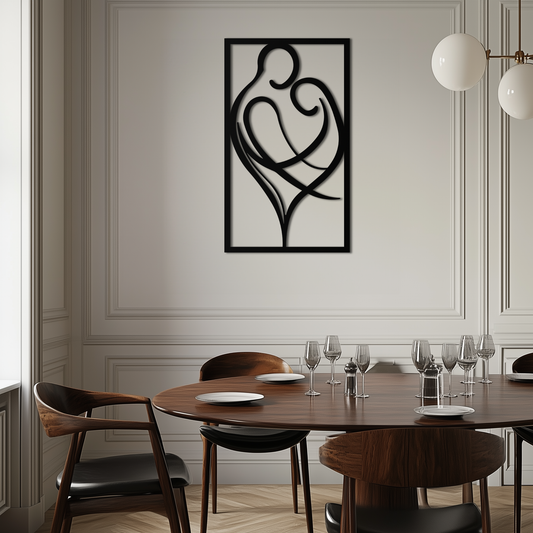 Hugging Couple Metal Wall Art – Romantic Modern Silhouette Home Decor for Bedroom or Living Room- KAF390