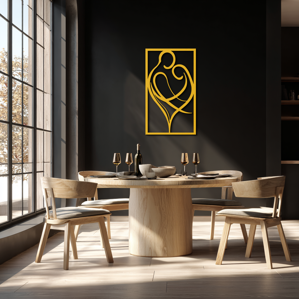 Hugging Couple Metal Wall Art – Romantic Modern Silhouette Home Decor for Bedroom or Living Room- KAF390