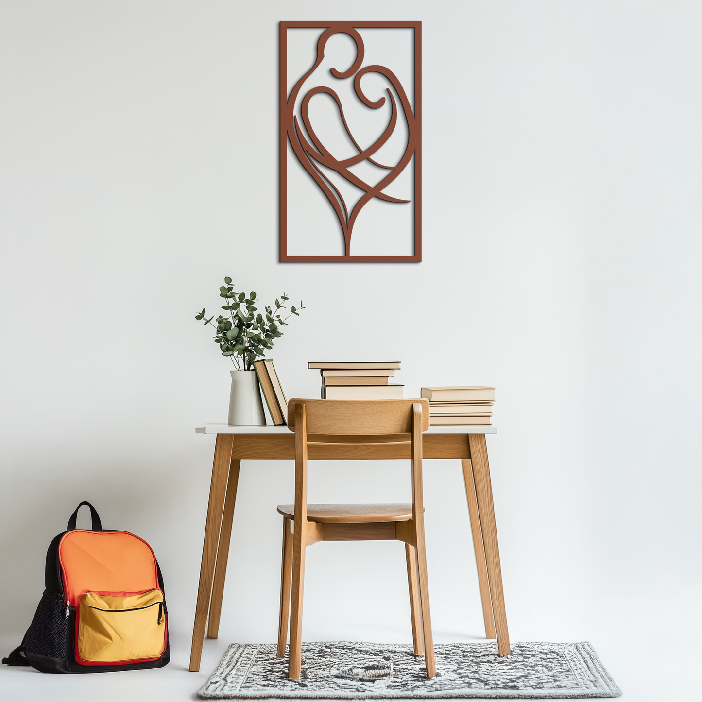 Hugging Couple Metal Wall Art – Romantic Modern Silhouette Home Decor for Bedroom or Living Room- KAF390