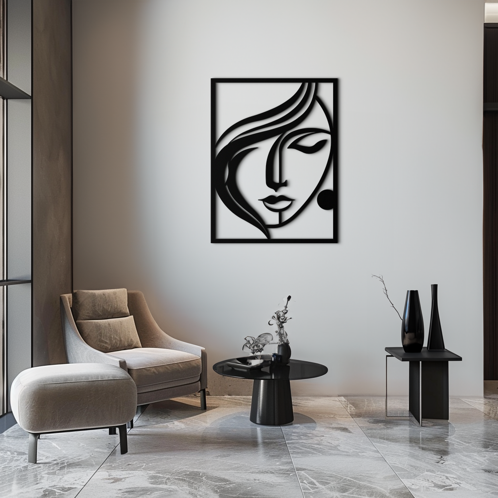 Woman Silhouette Metal Wall Art – Elegant Minimalist Female Figure Decor for Modern Spaces- KAF392