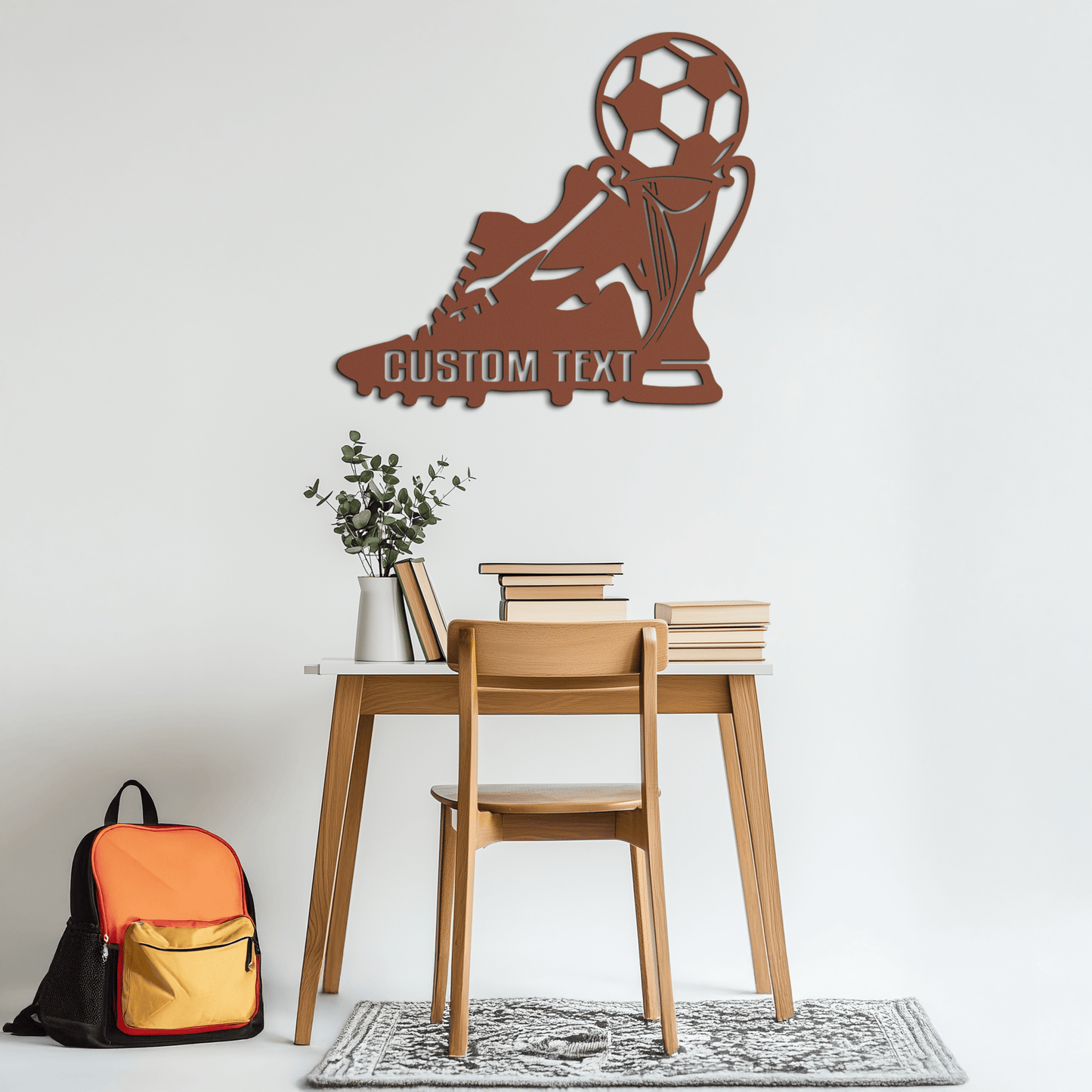 Custom Soccer Trophy and Cleat Metal Wall Art – Personalized Sports Decor for Athletes- KAF395