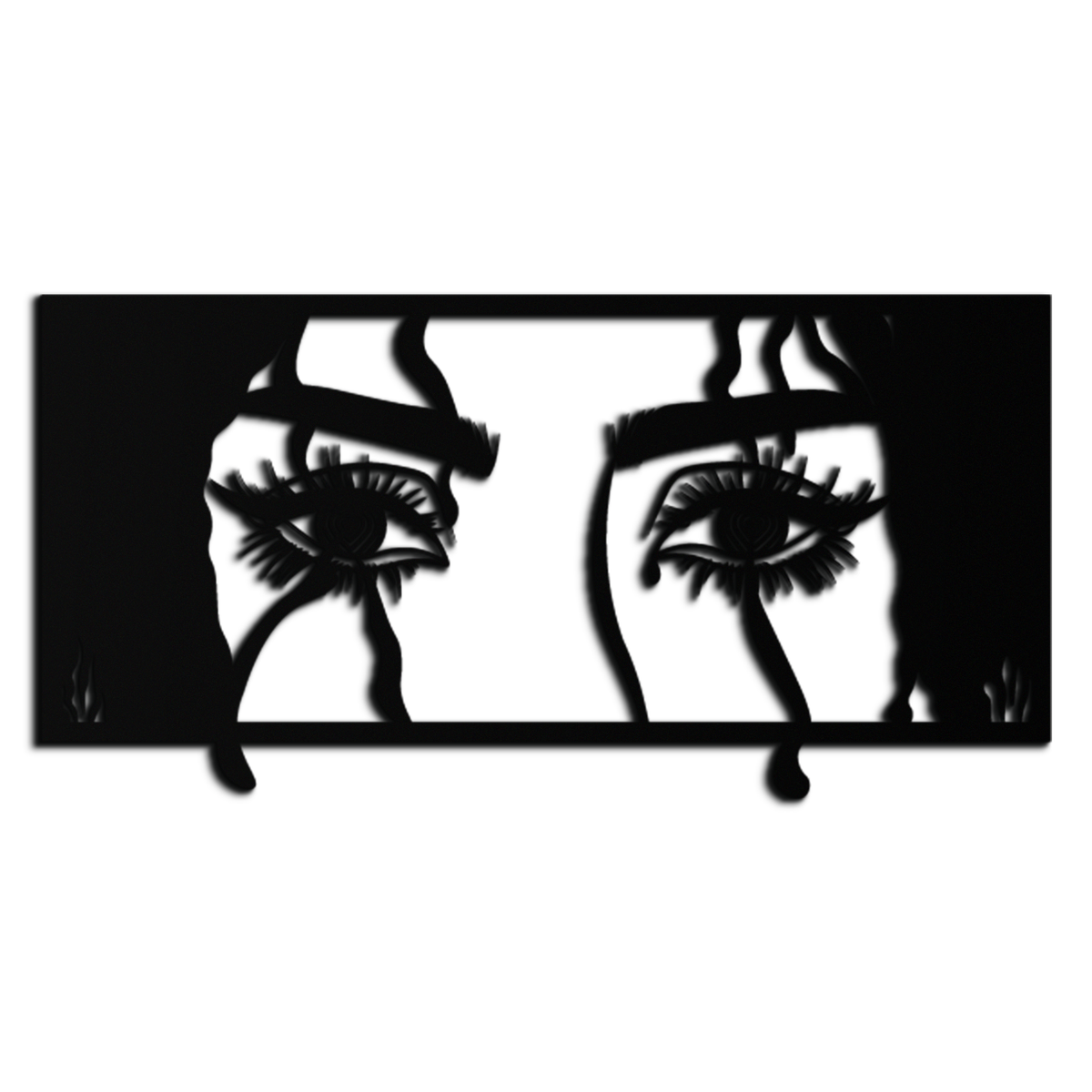 Mysterious Woman Eyes Metal Wall Art – Black Steel Feminine Silhouette Decor for Modern Stylish Interiors- KAF408