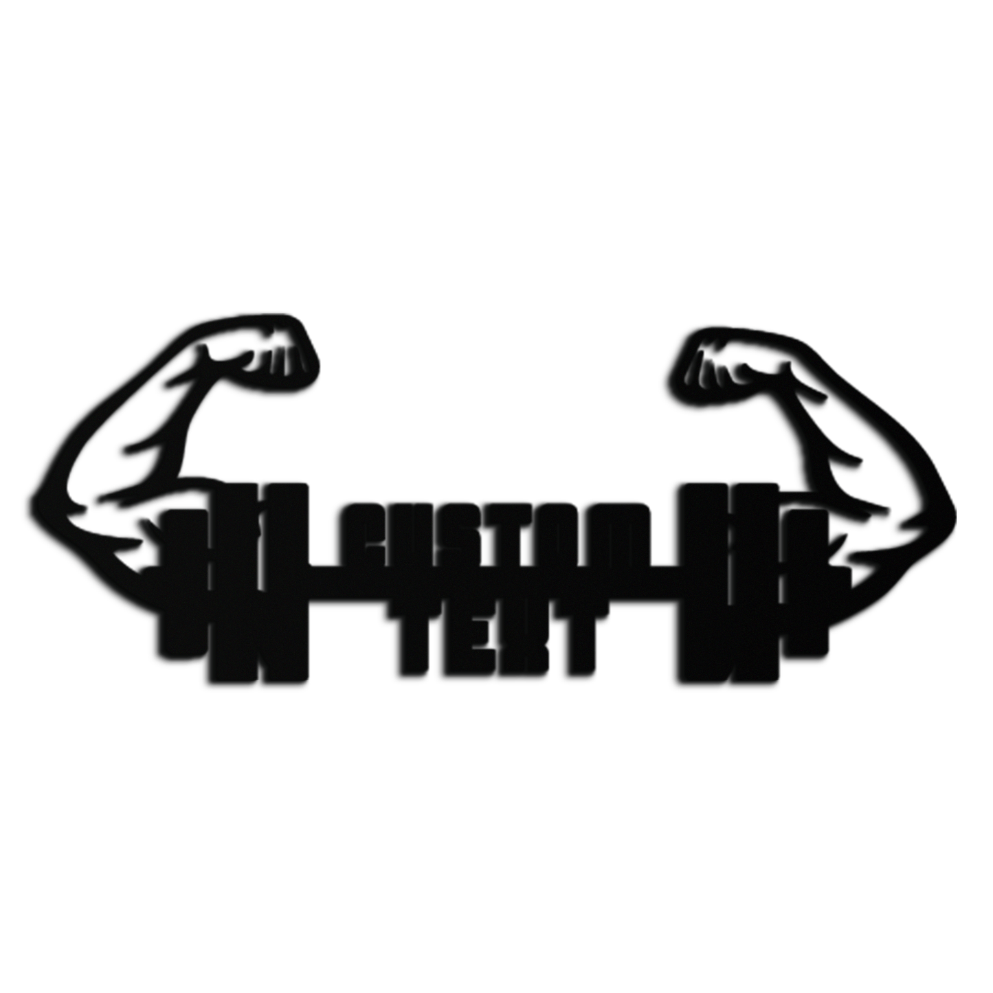 Personalized Fitness Barbell Metal Wall Art – Custom Text Muscular Arms Black Steel Decor for Gym and Workout Spaces- KAF448