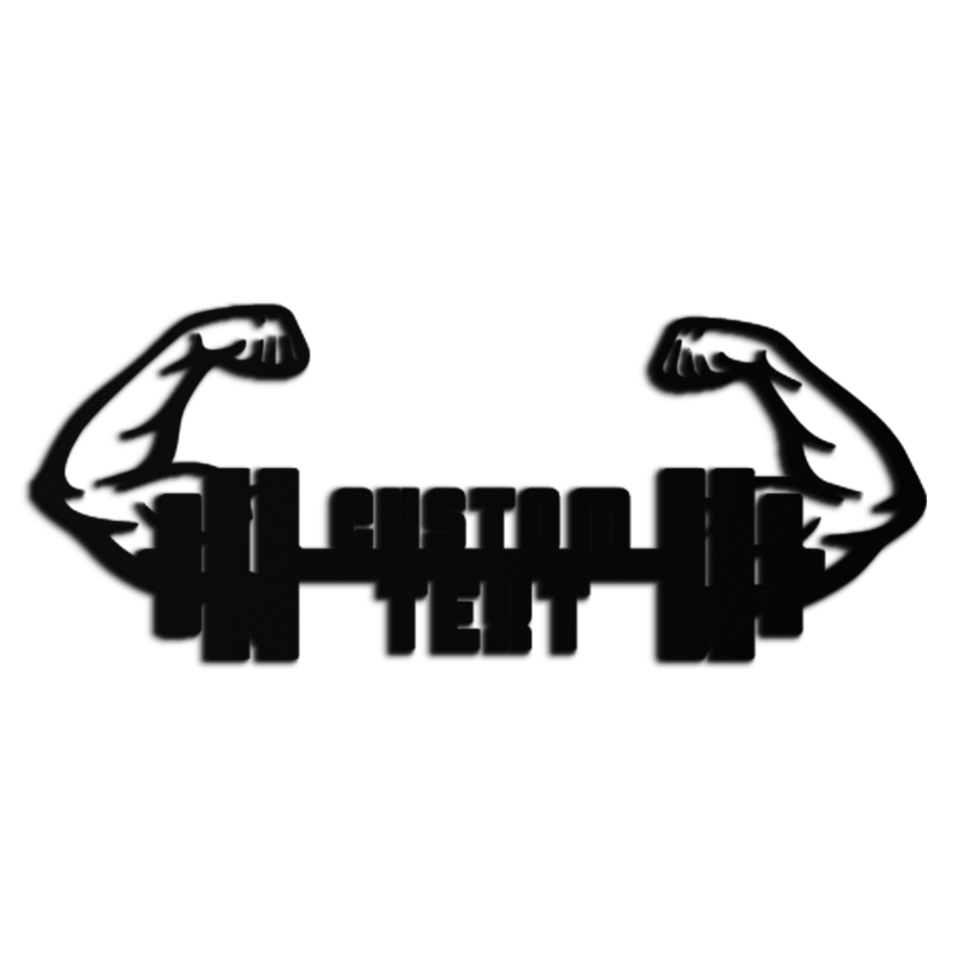 Personalized Fitness Barbell Metal Wall Art – Custom Text Muscular Arms Black Steel Decor for Gym and Workout Spaces- KAF448