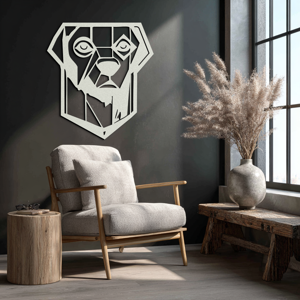 Geometric Dog Metal Wall Art - Modern Steel Animal Silhouette Decor - KAF468