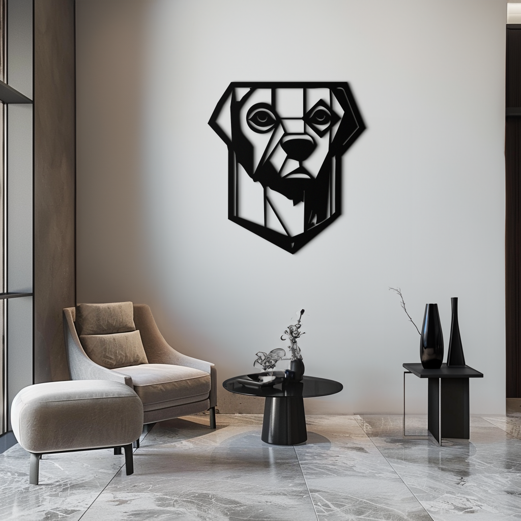 Geometric Dog Metal Wall Art - Modern Steel Animal Silhouette Decor - KAF468