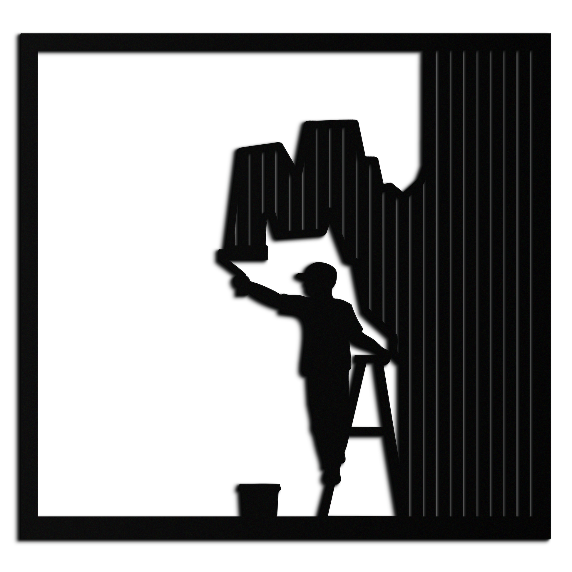 Painter Silhouette Metal Wall Art – Black Steel Artistic Home Decor- KAF489