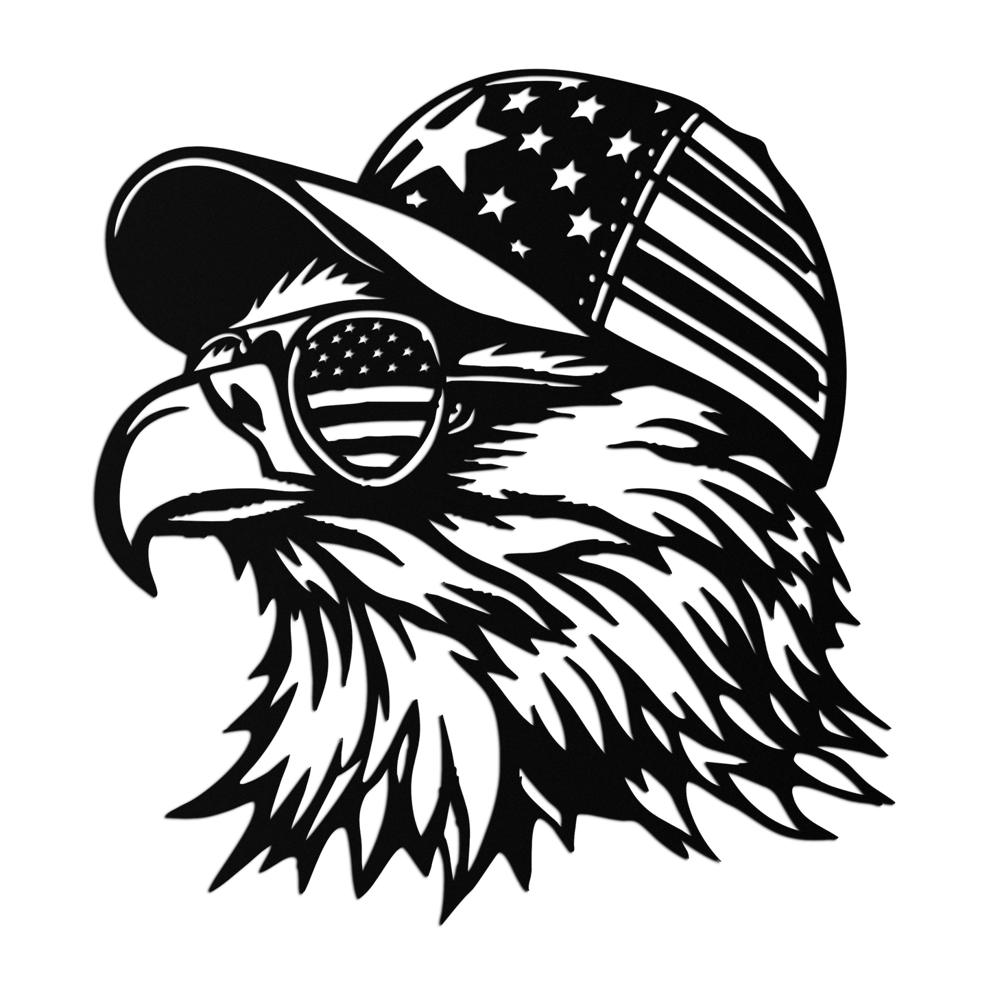 Patriotic Eagle Silhouette Metal Wall Art – Black Steel American Pride Decor- KAF493