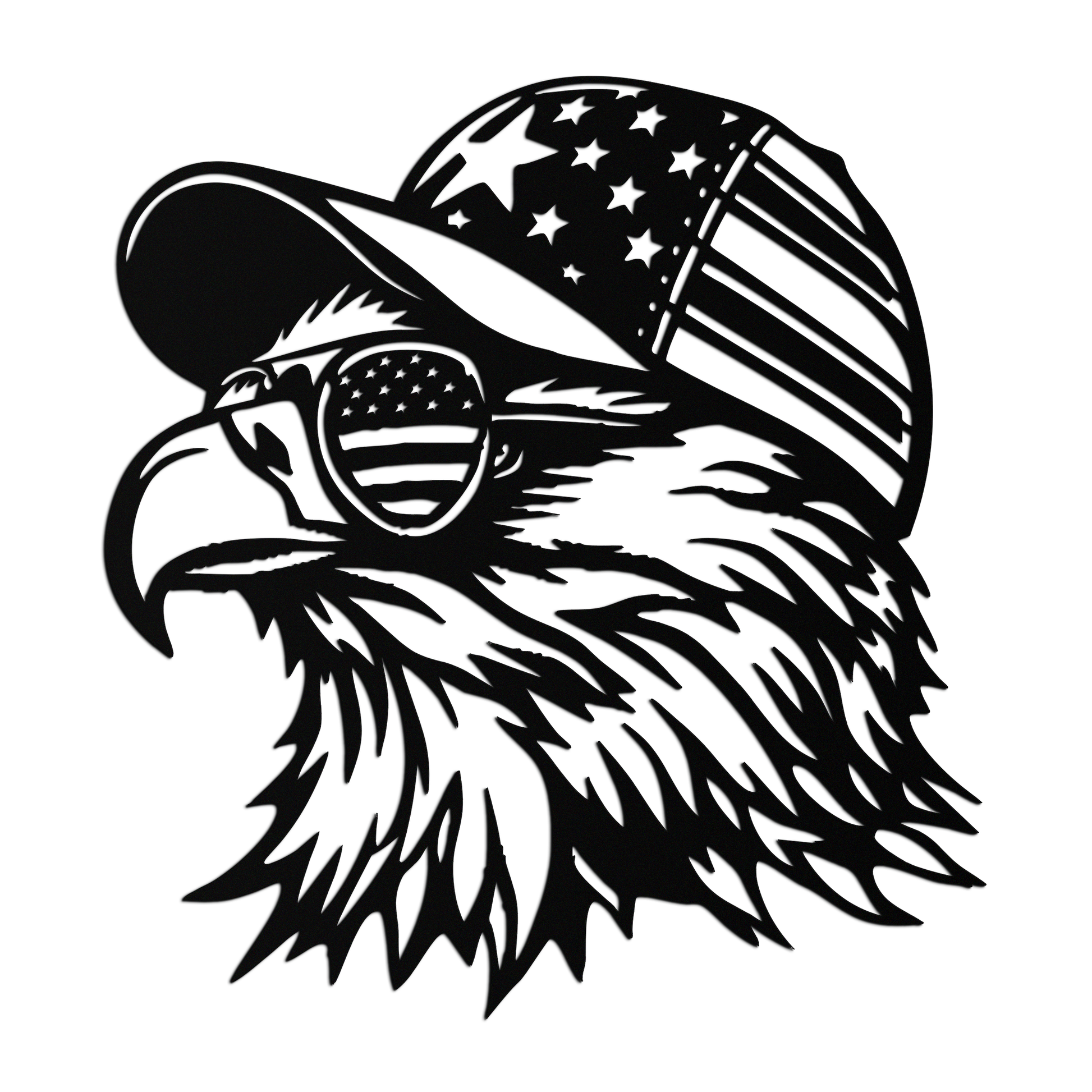 Patriotic Eagle Silhouette Metal Wall Art – Black Steel American Pride Decor- KAF493