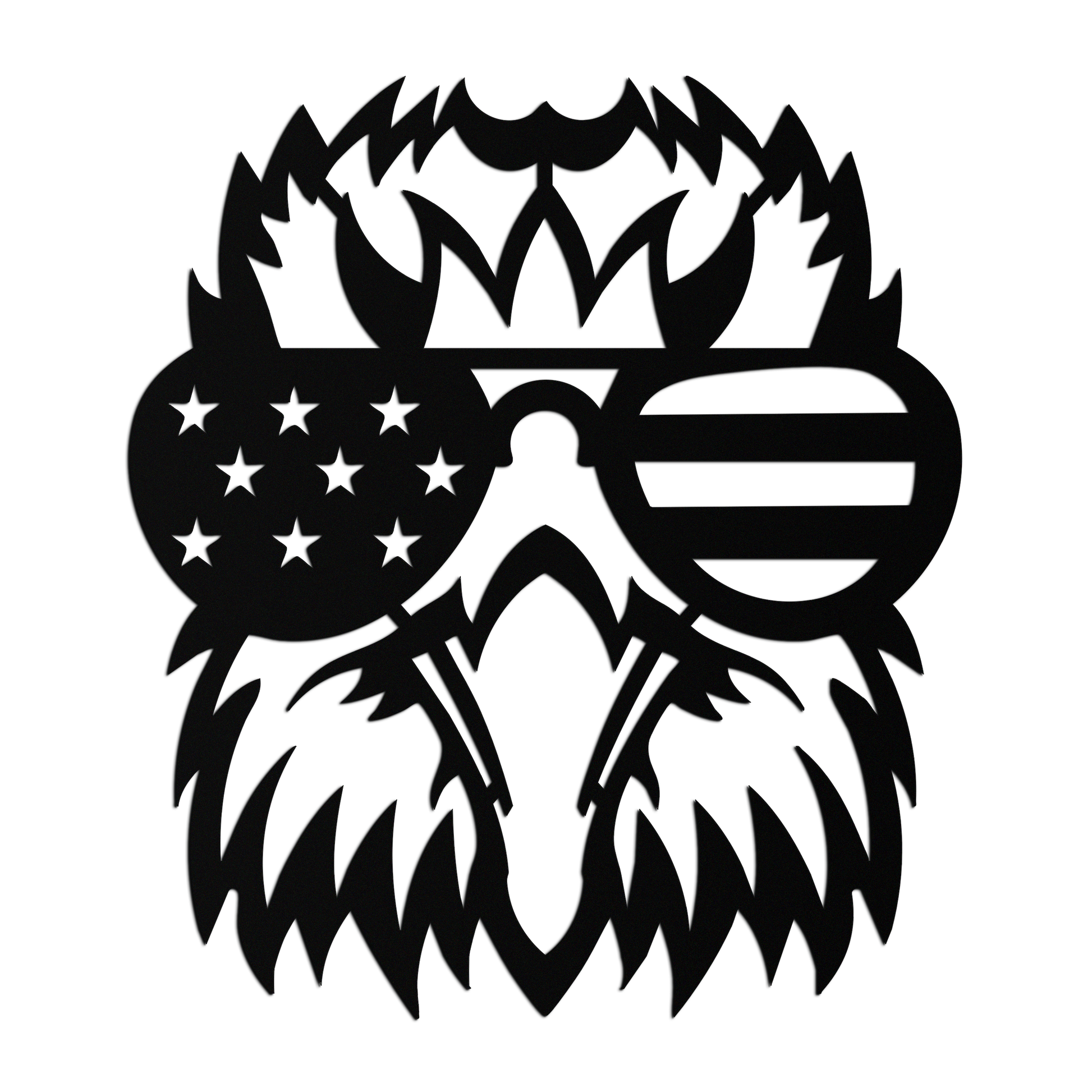 American Flag Eagle Silhouette Metal Wall Art – Patriotic Black Steel Home Decor- KAF496