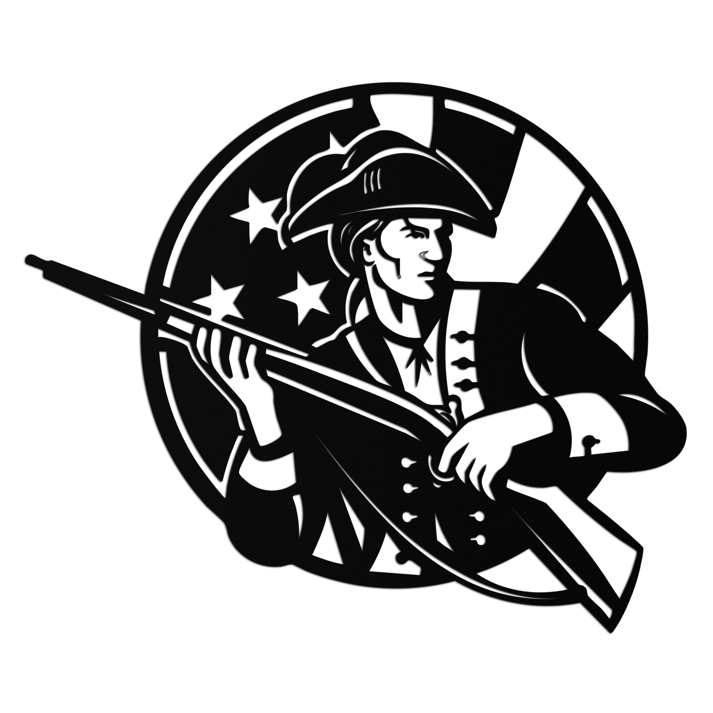 Patriotic Soldier Silhouette Metal Wall Art – Black Steel Military Home Decor- KAF508