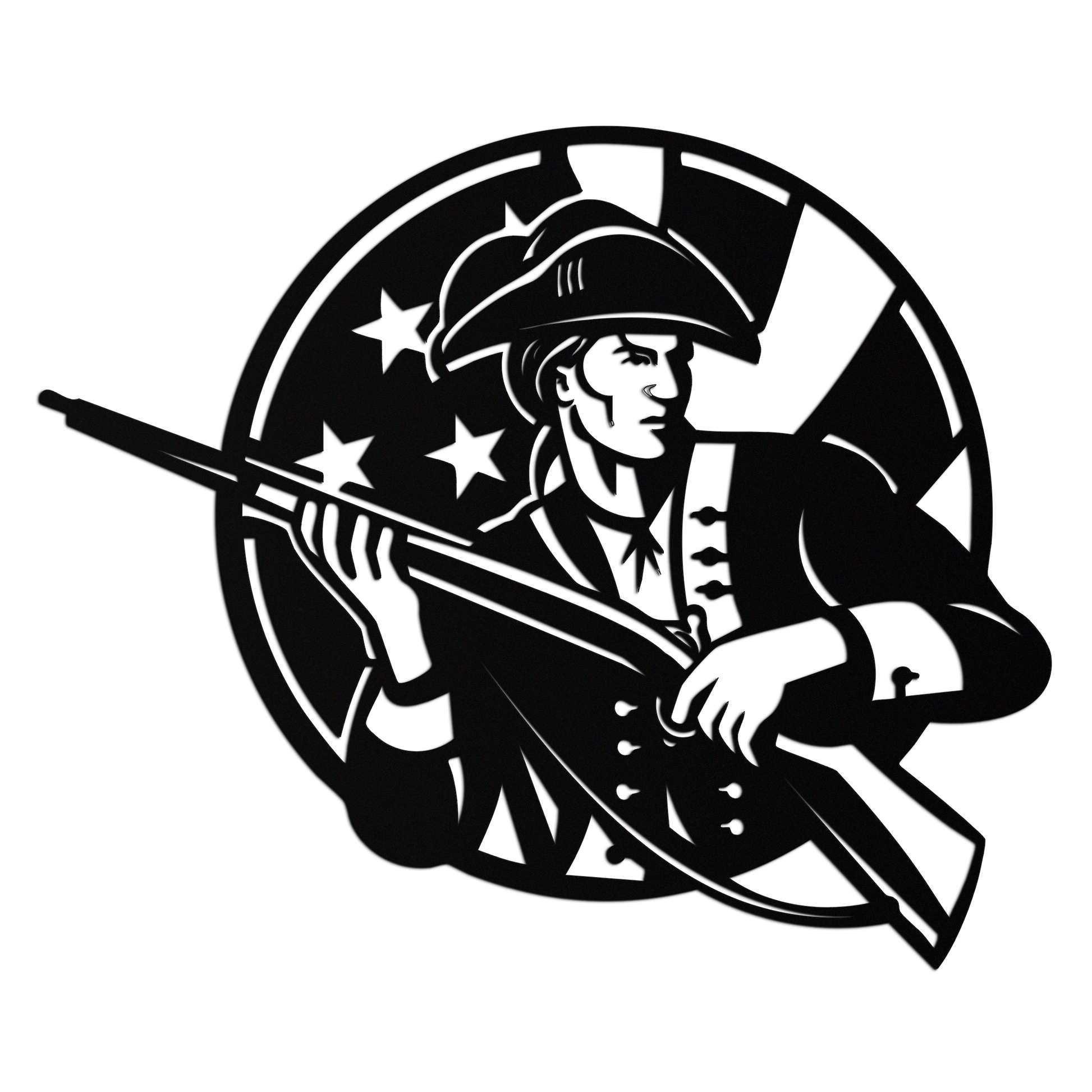 Patriotic Soldier Silhouette Metal Wall Art – Black Steel Military Home Decor- KAF508