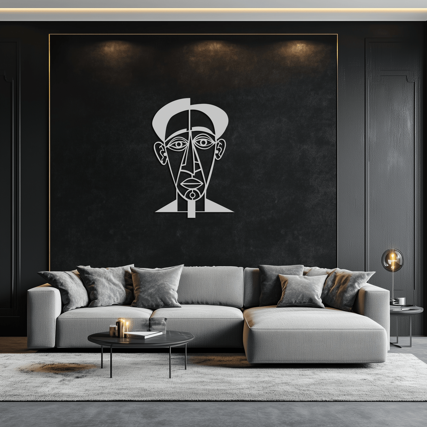 Abstract Face Line Art Metal Wall Decor – Modern Black Minimalist Sculpture- KAF509