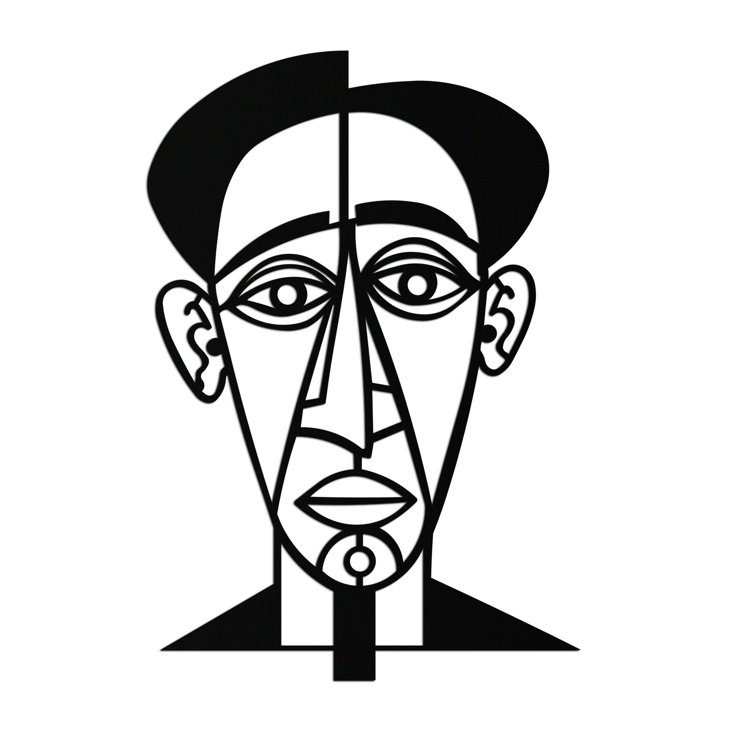 Abstract Face Line Art Metal Wall Decor – Modern Black Minimalist Sculpture- KAF509