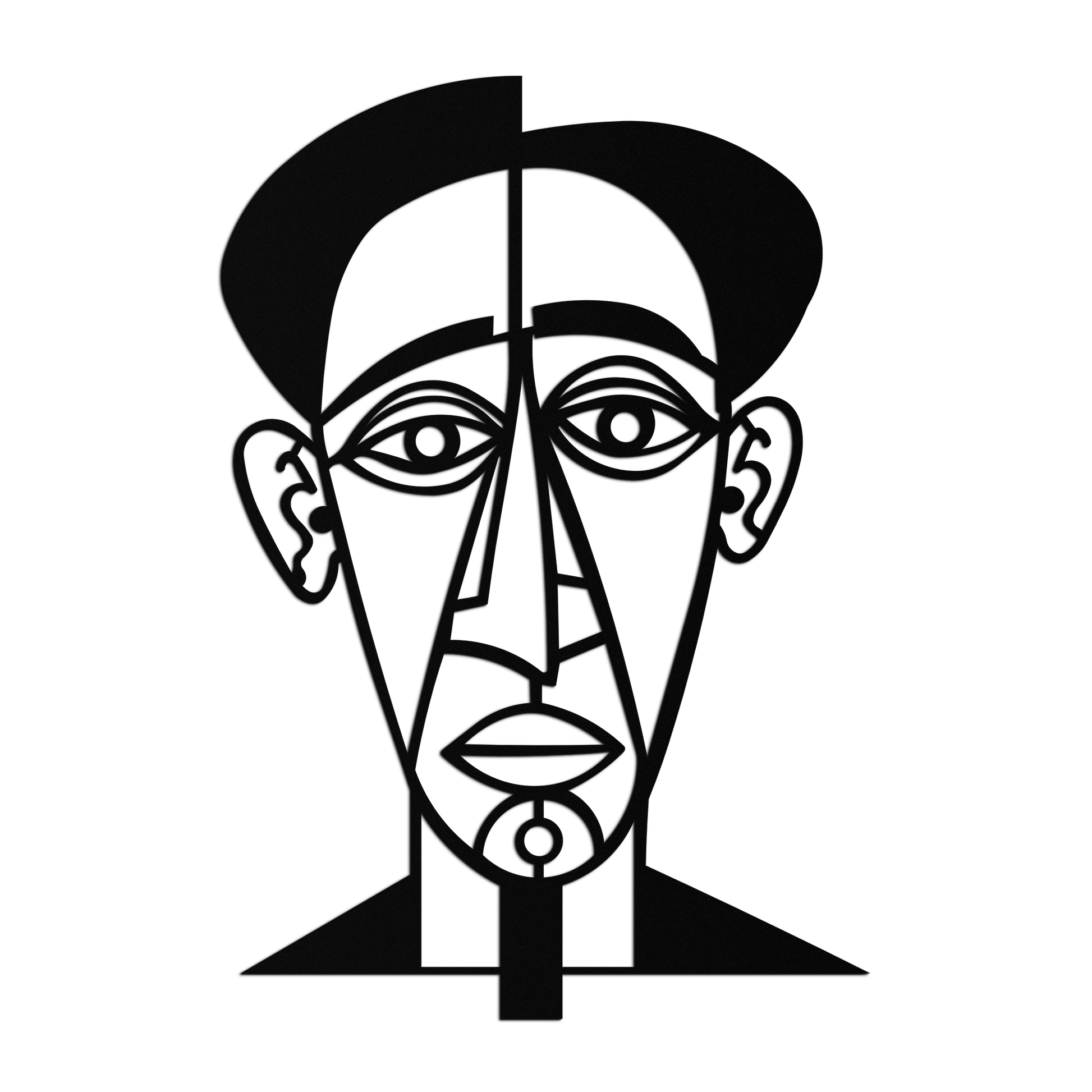 Abstract Face Line Art Metal Wall Decor – Modern Black Minimalist Sculpture- KAF509