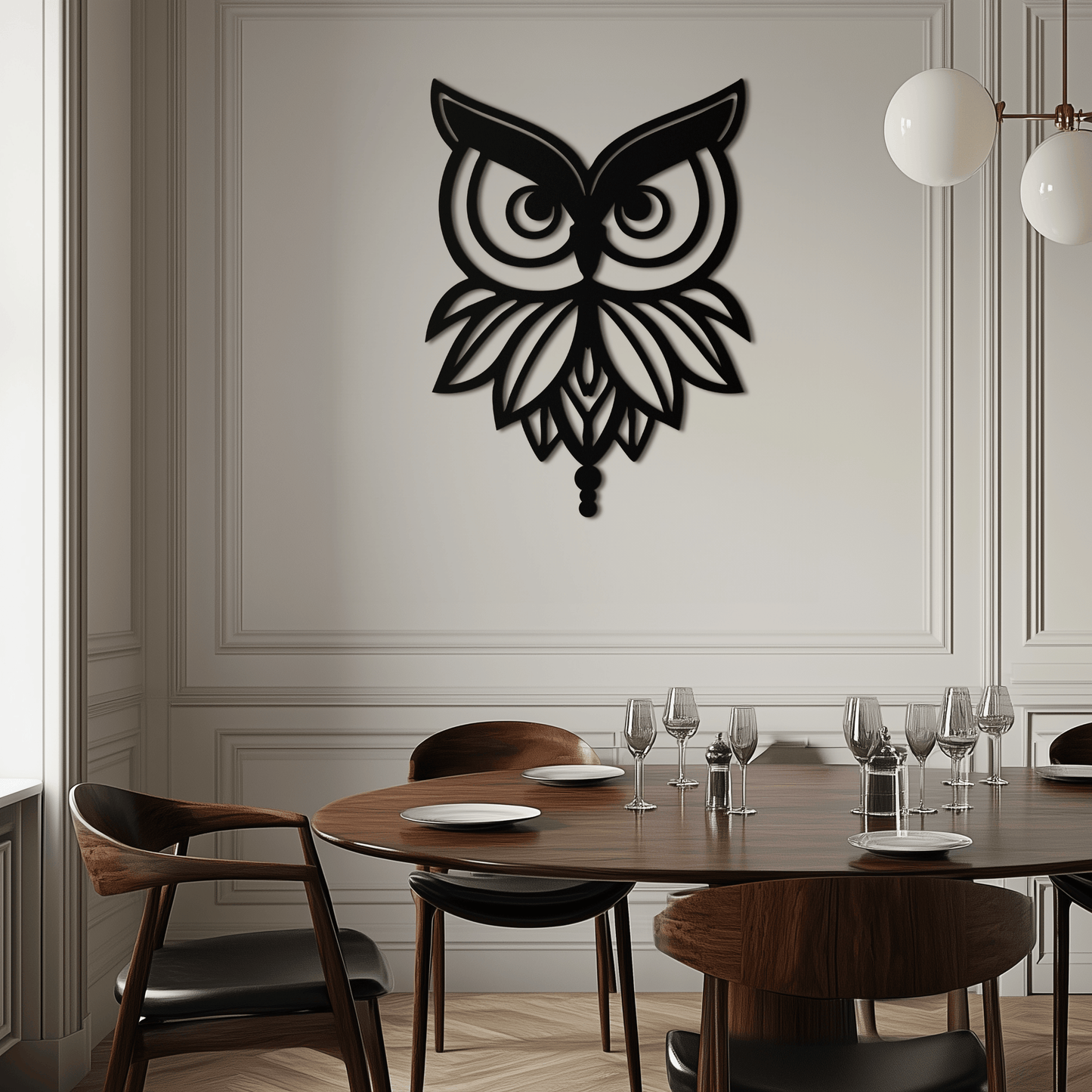 Owl Silhouette Metal Wall Art – Black Steel Bird Wall Decor for Modern Homes- KAF517