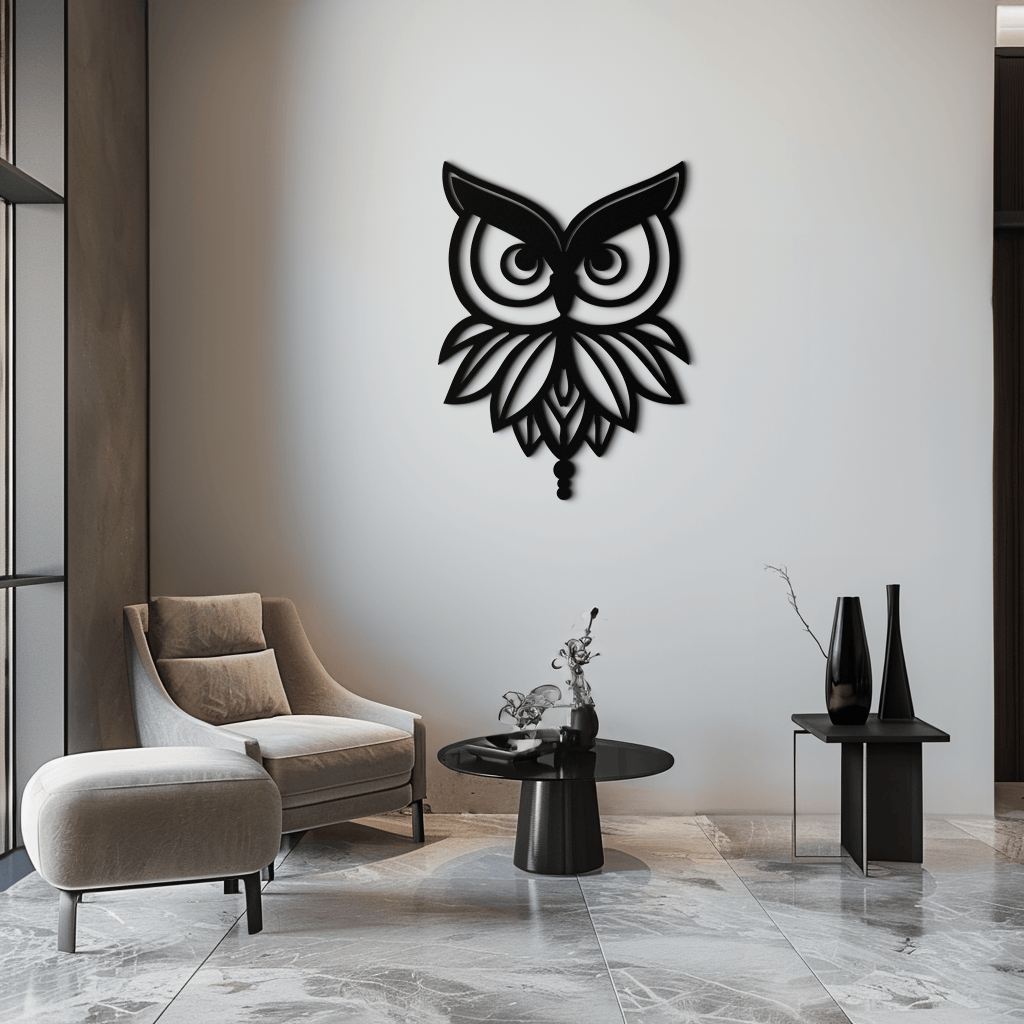 Owl Silhouette Metal Wall Art – Black Steel Bird Wall Decor for Modern Homes- KAF517