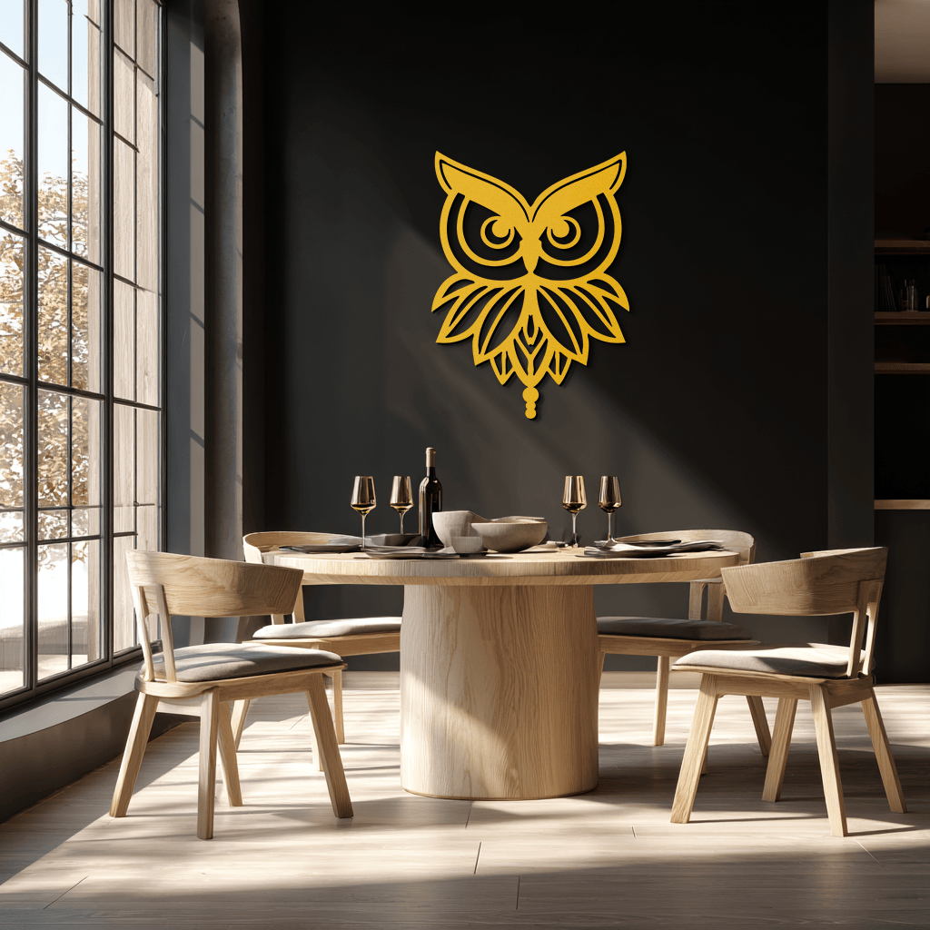 Owl Silhouette Metal Wall Art – Black Steel Bird Wall Decor for Modern Homes- KAF517
