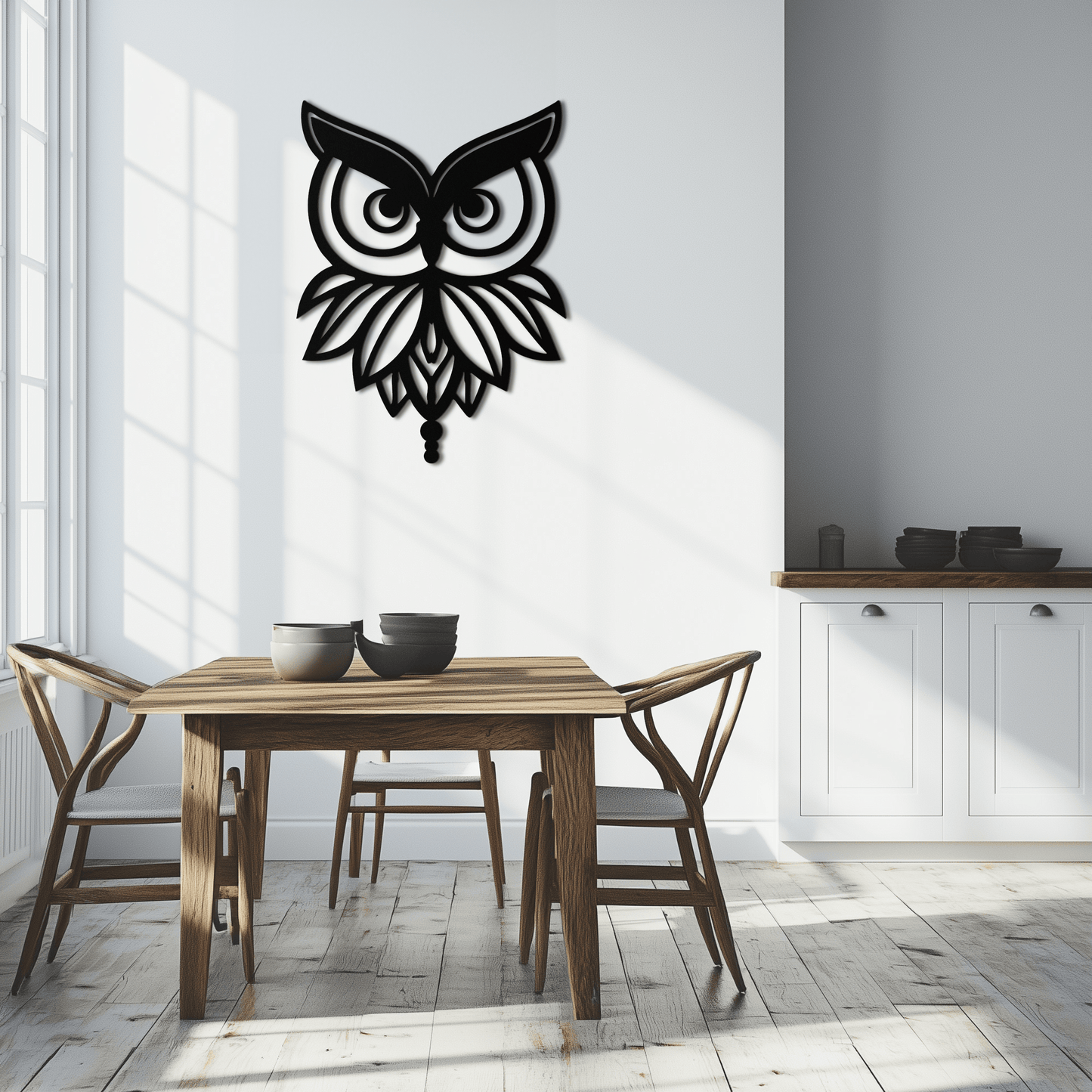 Owl Silhouette Metal Wall Art – Black Steel Bird Wall Decor for Modern Homes- KAF517