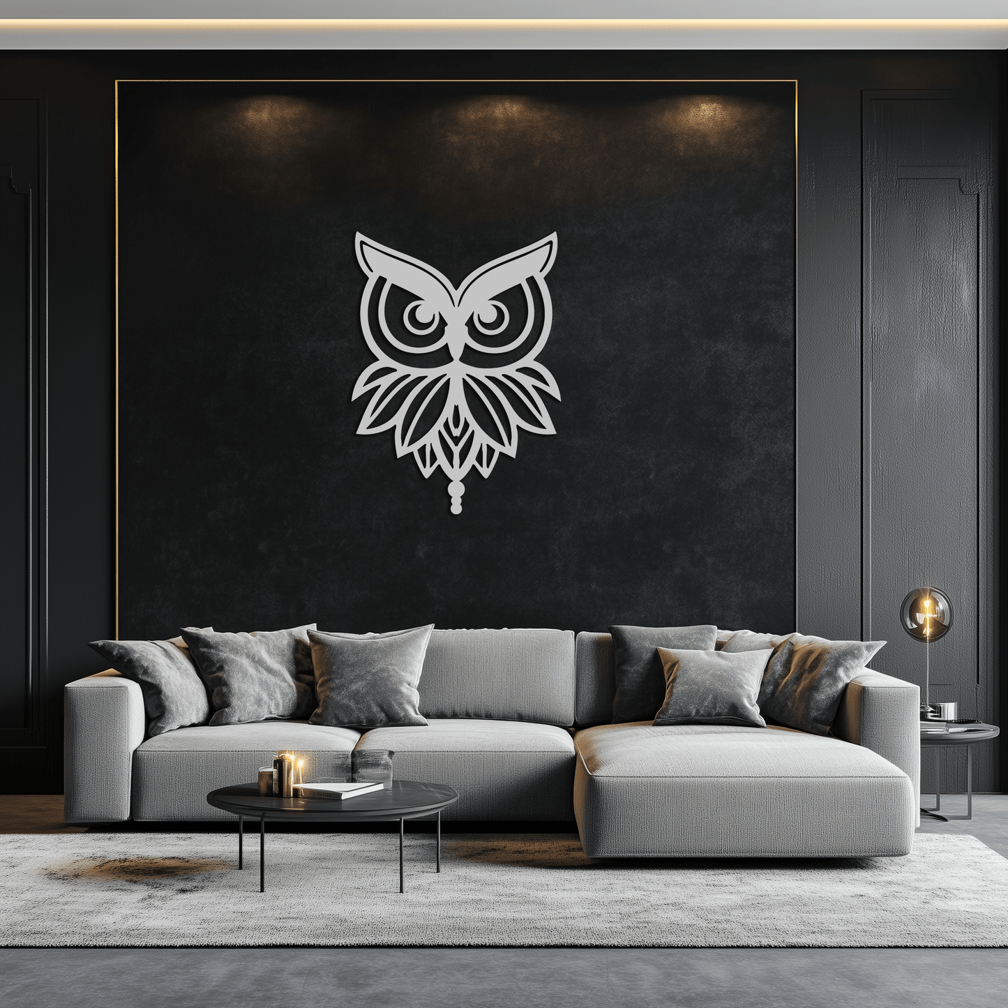 Owl Silhouette Metal Wall Art – Black Steel Bird Wall Decor for Modern Homes- KAF517
